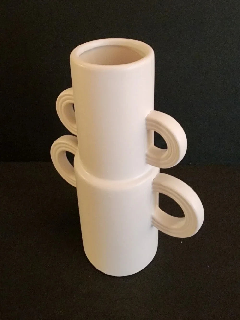 Slateford Collection Bud Vase with Loop Handles, White New With Tag On Bottom